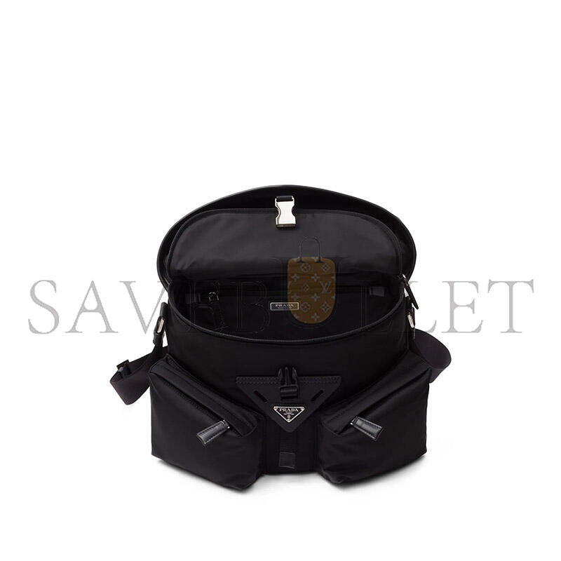 Pra*a re-nylon and leather shoulder bag 2vd062 (29*23*15cm)